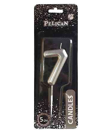 Свічка для торта 7 СРІБЛО 5см. 865027 ТМ PELICAN Solmir Киев
