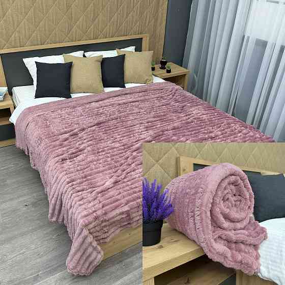 Плед-покривало смужка Шарпей 210х220 см (+-10см) Пудровий (87-199) Київ