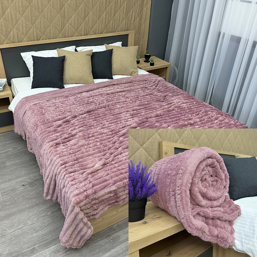 Плед-покривало смужка Шарпей 210х220 см (+-10см) Пудровий (87-199) Київ - фото 1