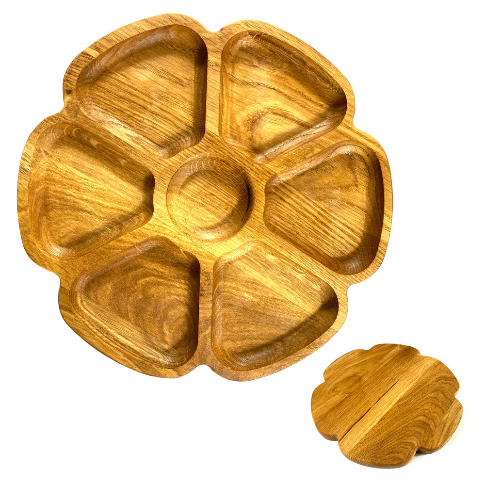 Деревʼяна тарілка з натурального дерева діаметр 25 см, висота 2 см, тарілка для закусок Кам'янець-Подільський - фото 1