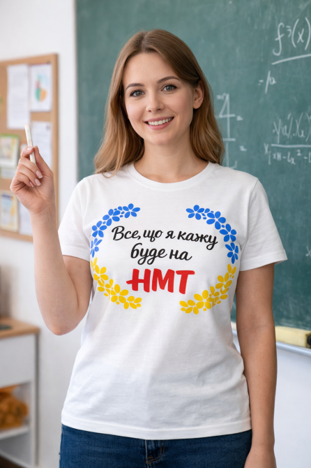 Футболка для вчителя "Все, що я кажу буде на НМТ" | Подарунок вчителю | Патріотичний принт Оверсайз Одеса - фото 1