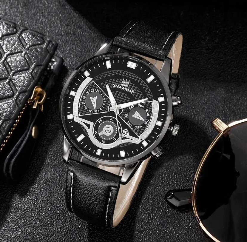 Подарочный набор для мужчин: наручные часы с 2 ориг. браслет - диам 4,1см, длин 24см, шир рем 2см, без коробки Киев - изображение 4