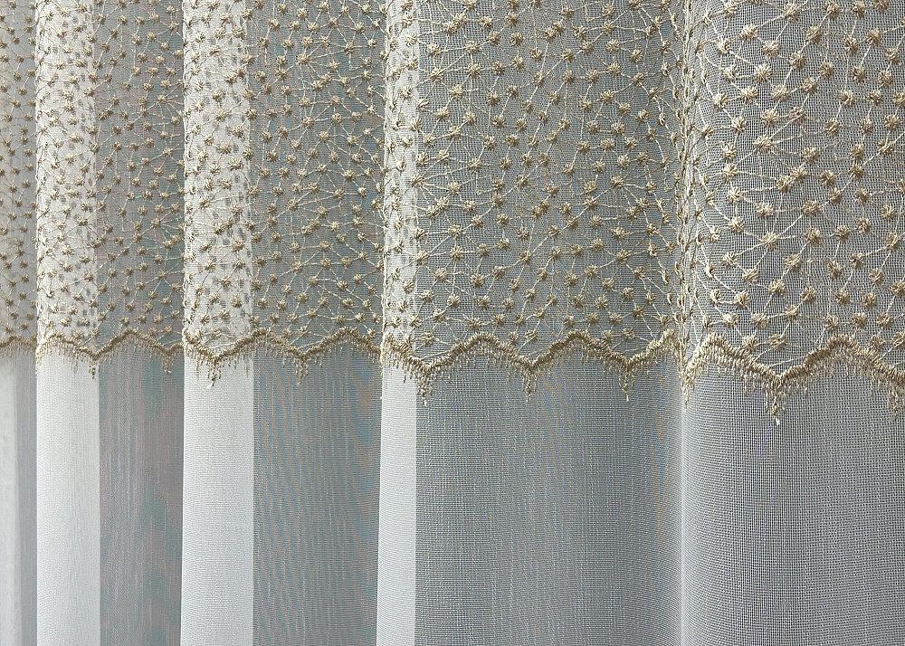 Тюль бамбук с вышивкой и люрексом цвет молочный с капучино 1655т Киев - изображение 4
