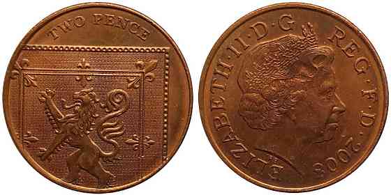 Великобританія 2 пенси 2008 рік ( фрагмент герба британської королівської сім'ї) Полтава