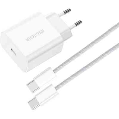 Зарядний пристрій Essager USB-C PD20W + cable USB-C to USB-C white (EFJB02-JSTT2-T) Вінниця
