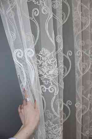 Тюль фатин с вышивкой, цвет белый 1419т Киев