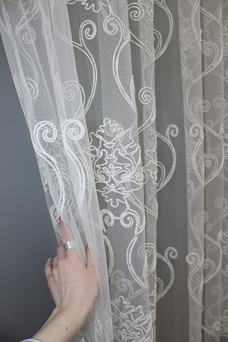 Тюль фатин з вишивкою, колір білий 1419т Київ - фото 2