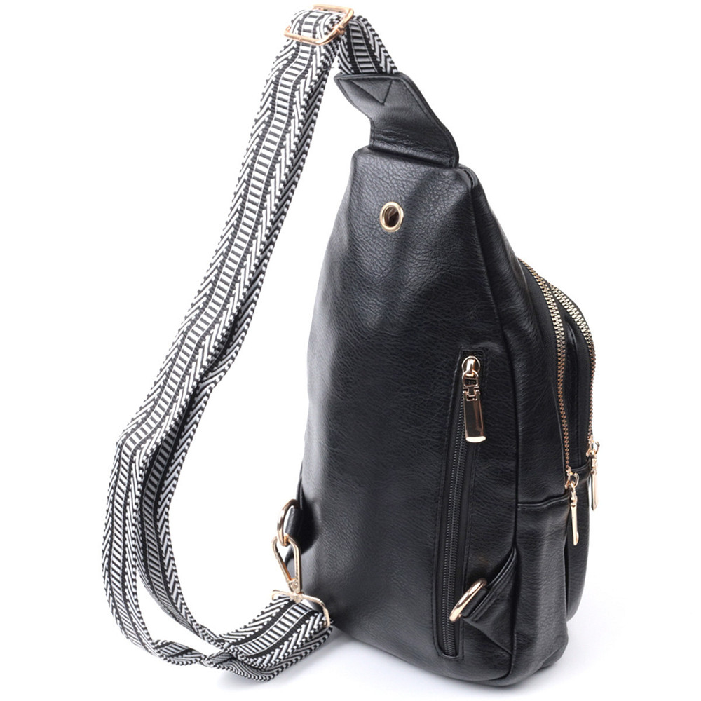 Практичная слинг сумка для женщин из экокожи Vintage 22748 Черный Киев - изображение 2