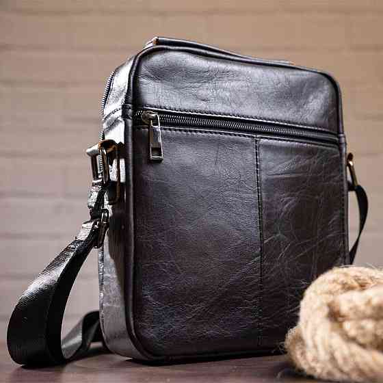 Сумка чоловіча з щільної шкіри 14995 Vintage Чорна Київ