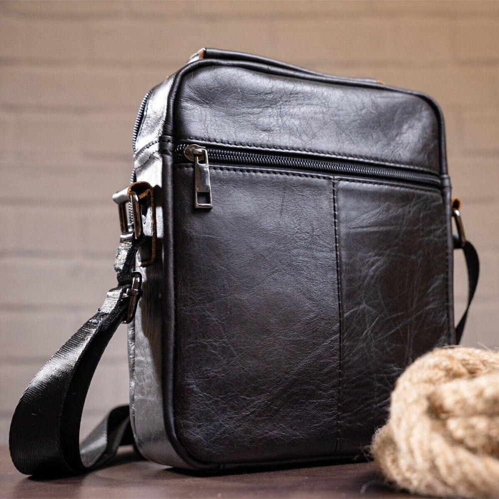 Сумка чоловіча з щільної шкіри 14995 Vintage Чорна Київ - фото 6