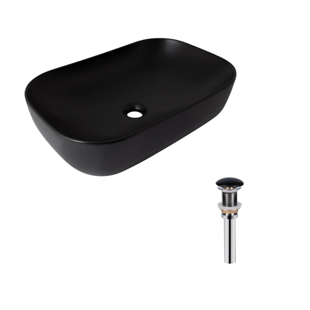 Комплект Qtap Robin: Раковина накладна прямокутна 600x390x150 мм Matt Black + Донний клапан PU03 Київ - фото 1