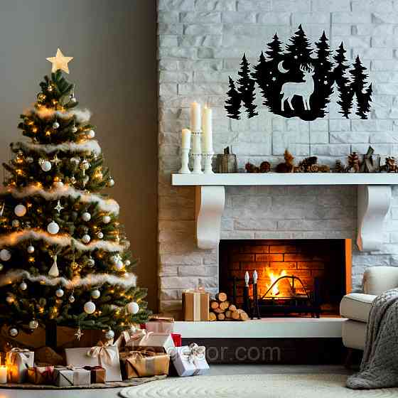 Декоративное настенное Панно «Новый год», Декор на стену 70*45 см, Чёрный Киев