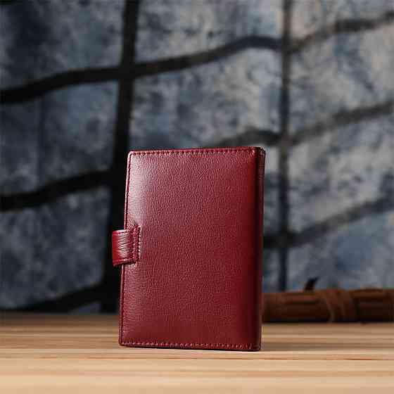 Стильная обложка на документы для женщин из натуральной кожи ST Leather 23117 Бордовый Киев