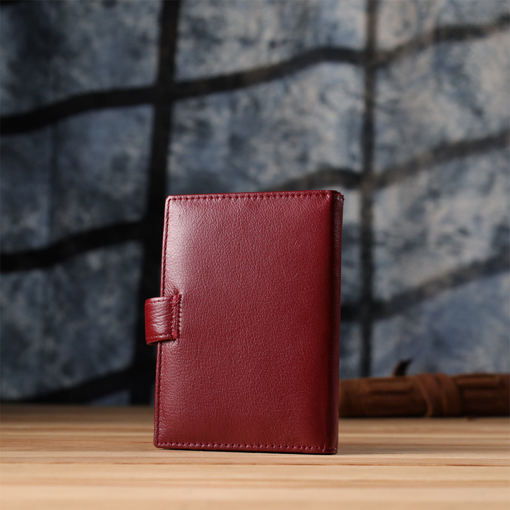 Стильная обложка на документы для женщин из натуральной кожи ST Leather 23117 Бордовый Киев - изображение 2