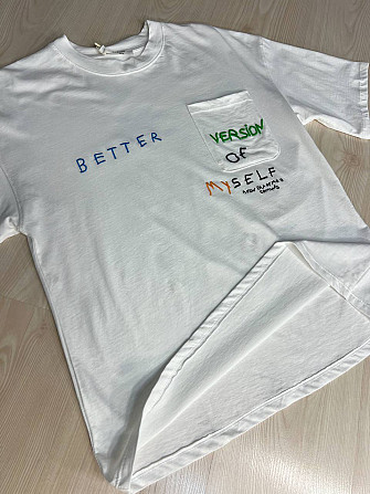 Футболка жіноча Pepper&mint BX24-19 біла оверсайз з кишенею та вишивкою , білий, S Одеса - фото 3