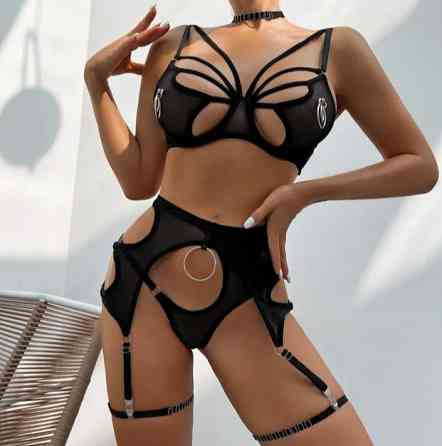 Эротический комплект нижнего белья женский черный Киев