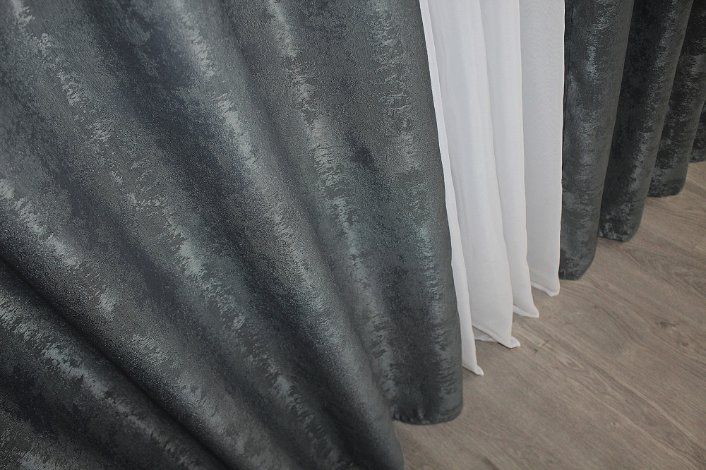 Комплект штор на люверсах VR-Textil Жакард Sultan XO № 1123ш 150х250 см 2 шт Графітовий (37-0027) Київ - фото 7