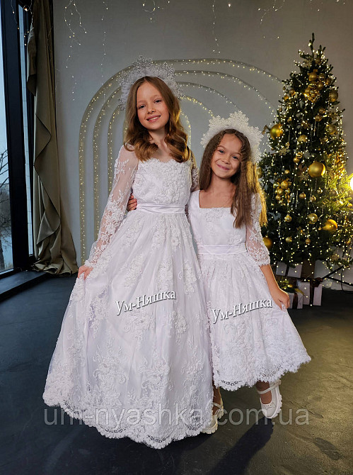 Белое нарядное платье с рукавами Эмилия Кривой Рог - изображение 3