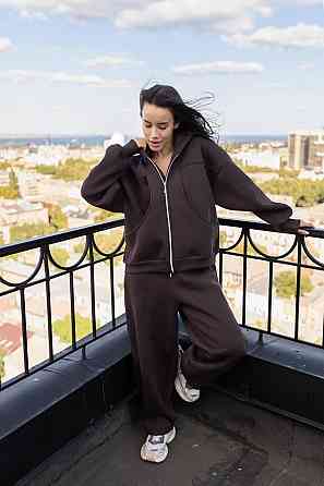 Жіночий теплий костюм двійка вільного крою на кожен день турецька тринитка на флісі Одеса