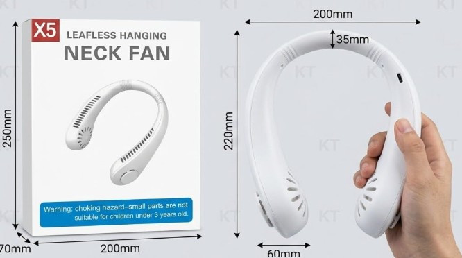 Вентилятор на шию Cat-neck Fan міні портативний USB X5 білий Одеса - фото 2