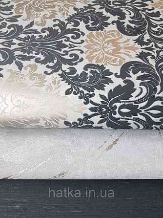 Шпалери метрові вінілові на флізелін Marburg Villa Romana класичні вензелі завитки чорні сірі бронзові Київ