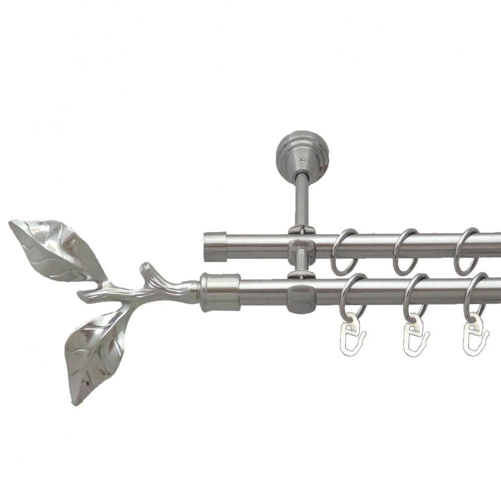 Карниз Orvit Листок Троянди металевий дворядний відкритий гладка труба кільце металеве Нержавіюча Сталь 16\16 мм 200 см Львів - фото 1