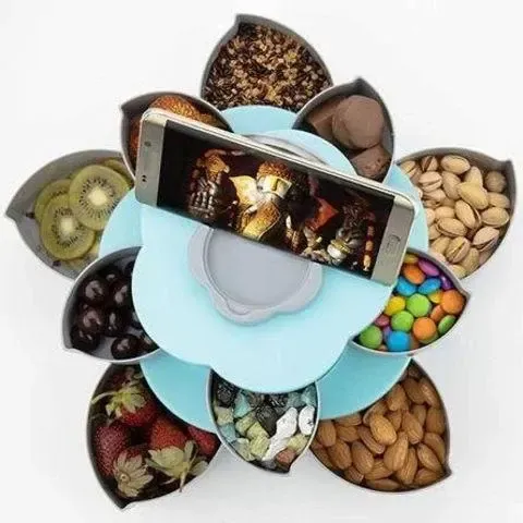 Вращающаяся складная двухъярусная конфетница SUNROZ Flower Candy Box для конфет и фруктов Коломия - фото 2