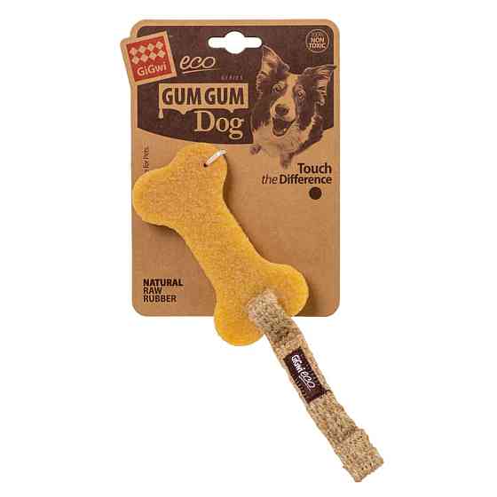 Игрушка для собак Большая кость GiGwi Gum Gum, экорезина, джут, 24 см Киев
