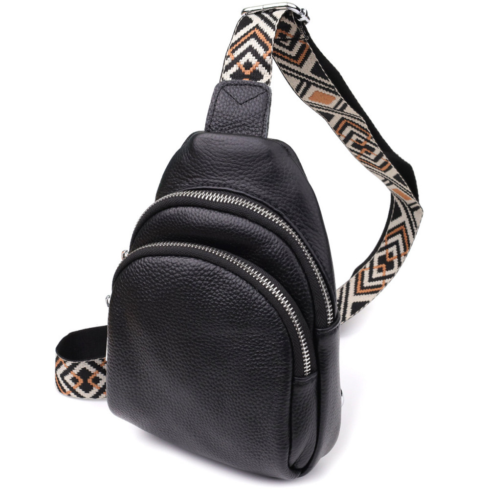 Жіноча сумка слінг із натуральної шкіри Vintage 22935 Чорний Київ - фото 1