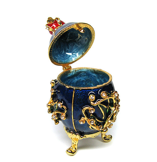 Шкатулка металлическая яйцо со стразами синяя Киев - изображение 2