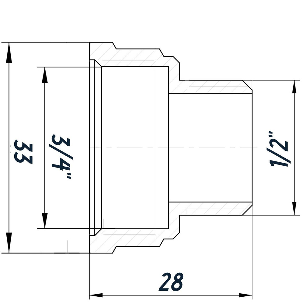 Редукционный переходник 3/4″х1/2″ВН нержавеющий SK433S OPTIMUM (000031522) Киев - изображение 3