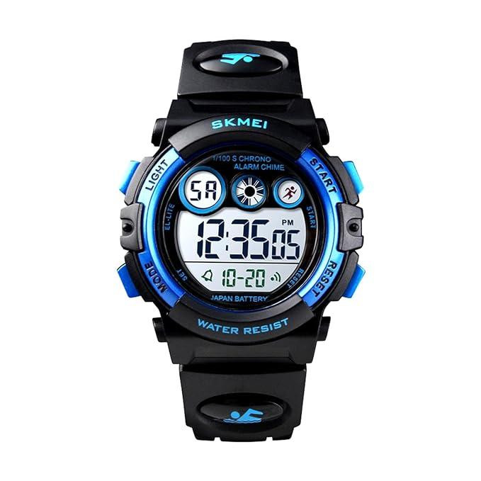 Детские электронные спортивные часы Skmei, водонепроницаемый, LED подсветка, секундомер, черные стильные часы Киев - изображение 1
