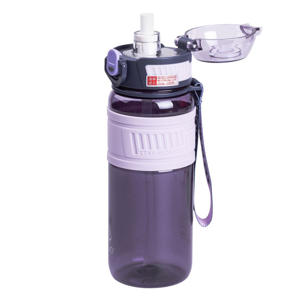 Yiwu Пляшка для води з трубочкою та ремінцем 750 мл спортивна пляшка 23.5 см Фіолетова HP-14-34 Коломия - фото 2