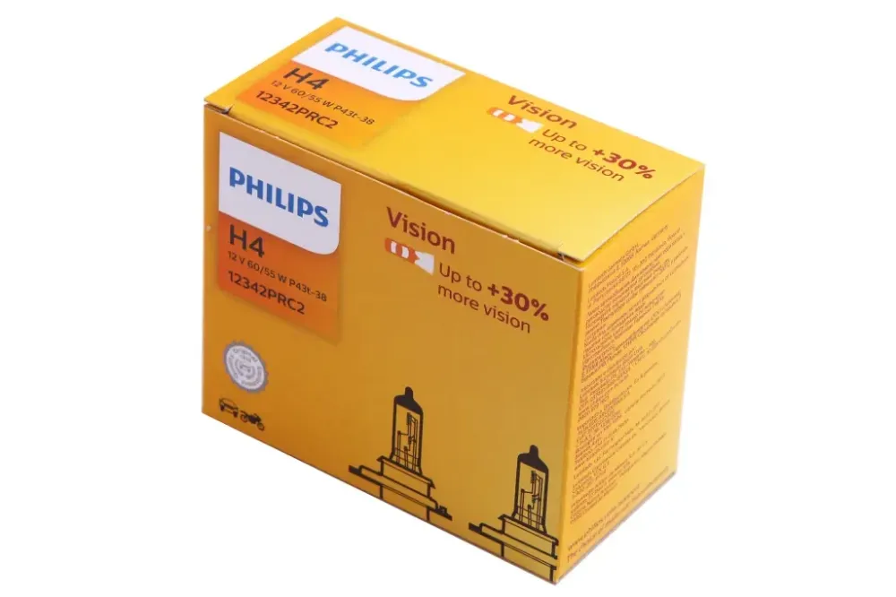 Лампа галогенная 12В  H4/P43t Philips 60/55  +30% Vision (2 шт.) Винница - изображение 2