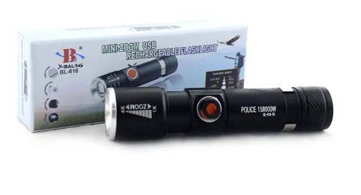 Тактичний ліхтар Bailong BL-616-T6 USB До 500 Люмен, T6 LED діод, з функцією сигналу SOS, 3 режими 4262 Одеса - фото 6