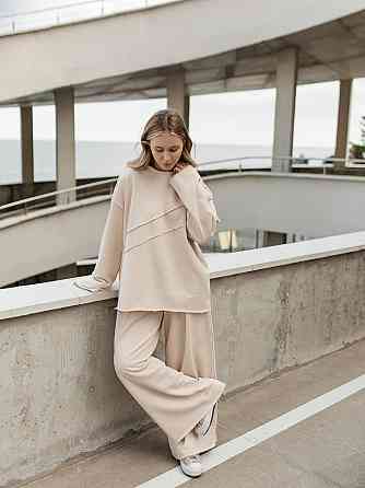 Женский стильный оверсайз костюм двойка: кофта и штаны турецкая трехнить петля пенье Таш Одесса