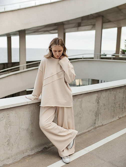 Женский стильный оверсайз костюм двойка: кофта и штаны турецкая трехнить петля пенье Таш Одесса - изображение 6