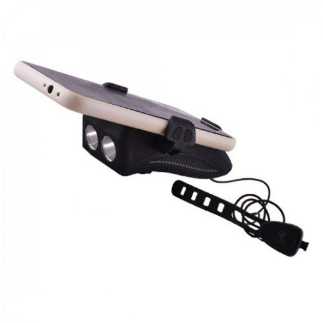 Велосипедний ліхтар фара FY-319 2хL2 + дзвінок + тримач + microUSB + Power Bank (6 режимів дзвінка) Вінниця - фото 4