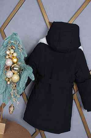 Детская черная зимняя куртка пальто на девочку 116 Николаев