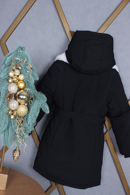 Детская черная зимняя куртка пальто на девочку 116 Николаев - изображение 3