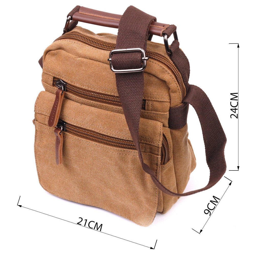 Невелика чоловіча сумка із щільного текстилю Коричнева (Vintage) Київ - фото 7