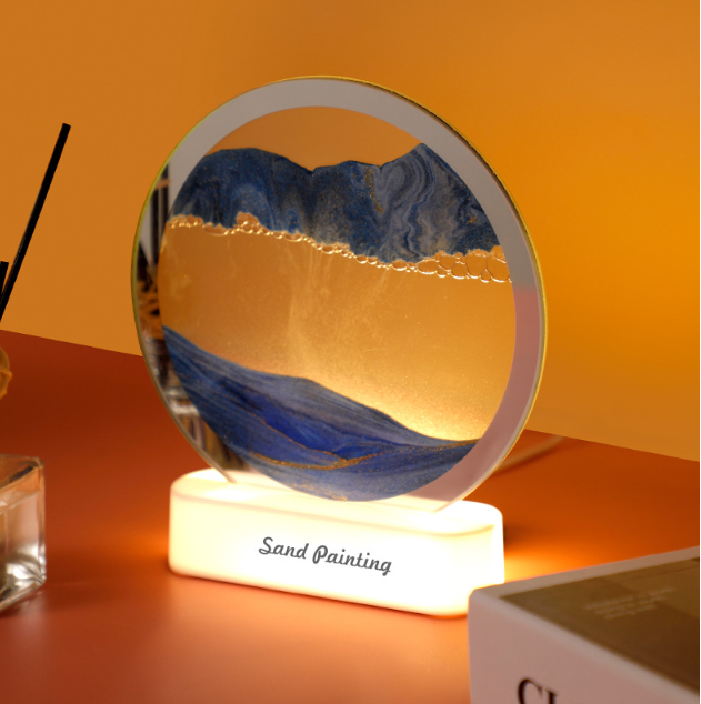 Песочная картина, Рамка с кварцевым песком КРУГЛАЯ, ПОДСВЕТКА, рамка для релакса СИНЯЯ Кременчуг - изображение 2