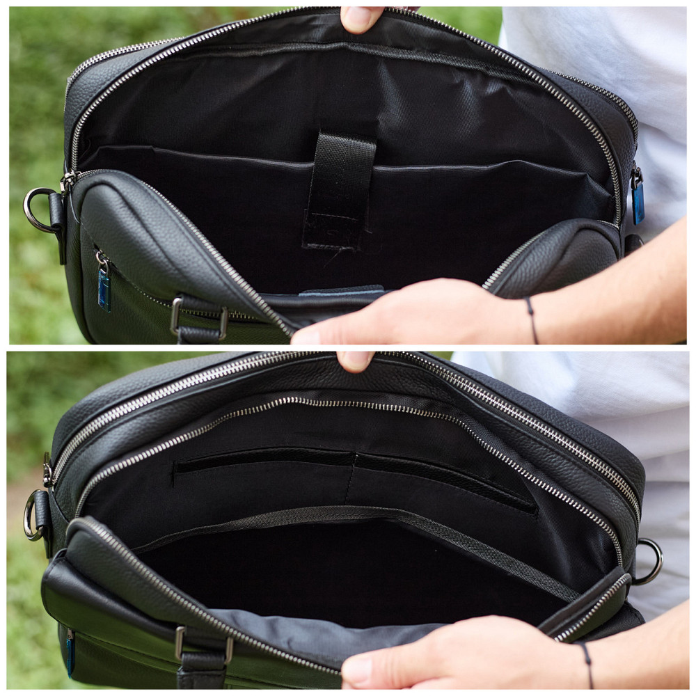 Мужская деловая сумка из кожи 39х29х10, классический портфель для ноутбука и офиса, черный Каменское - изображение 6