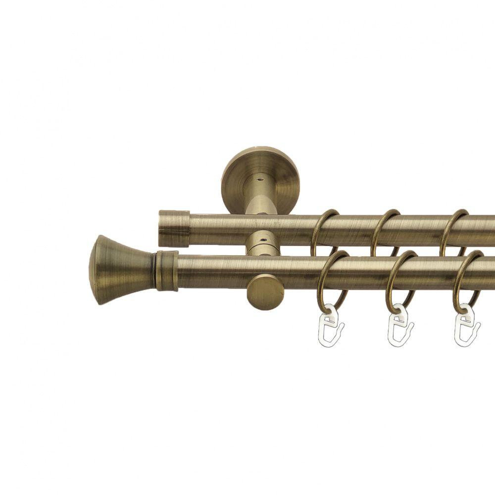 Карниз Orvit Люксор металевий дворядний реверсивний гладка труба кільце металеве Антик 19\19 мм 300 см (00-00013379) Львів - фото 1