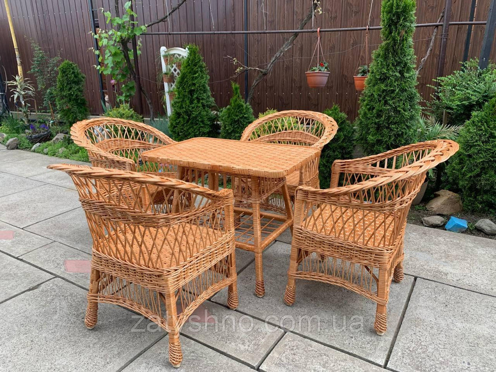 Набір меблів з лози | комплект меблів із низькою спинкою | 4 крісла та стіл плетений з лози Київ - фото 2