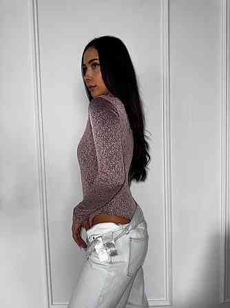 Жіночий стильний сяйний боді фукра з блискітками Рожевий, 46/48 Одеса