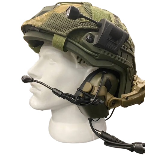 Тактический комплект шлем Fast с кавером + наушники Earmor М32 + крепление чебурашка + противовес (Оливковый) L Винница - изображение 1