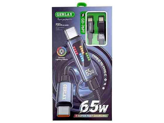 Кабель Type-C - Type-C LED дисплей GD-76PT 65W тканинний чорний 1м ТМ GERLAX Київ