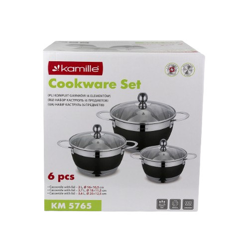 Набір каструль 6 предметів (каструлі 2/2,7/3,6л) нержавіюча сталь 5765 KAMILLE Житомир - изображение 6
