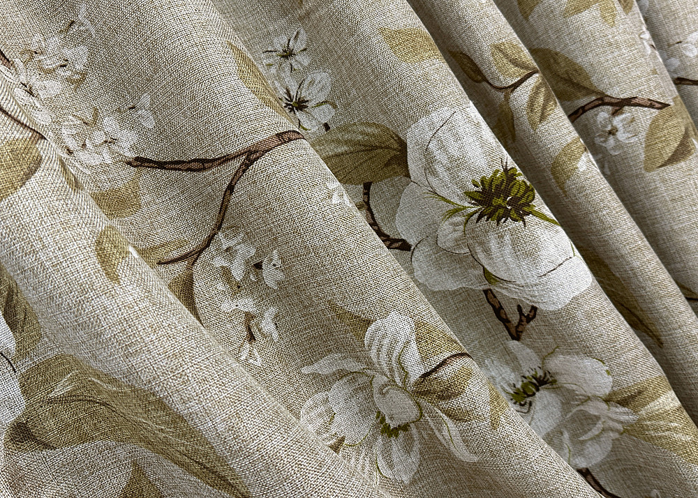 Комплект готовых штор VR-Textil Лен с цветочным принтом «Прованс» № 1819ш Капучино 100х265 см 2 шт (31-996) Киев - изображение 6